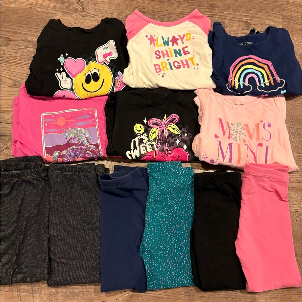 Girls Clothing bundle - long sleeve tees, leggings and pajamas